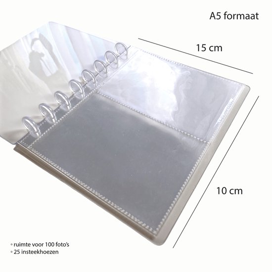 Modulair Fotoalbum met Transparante Hardcover - A5 – Aanpasbaar & Duurzaam - 100 foto's
