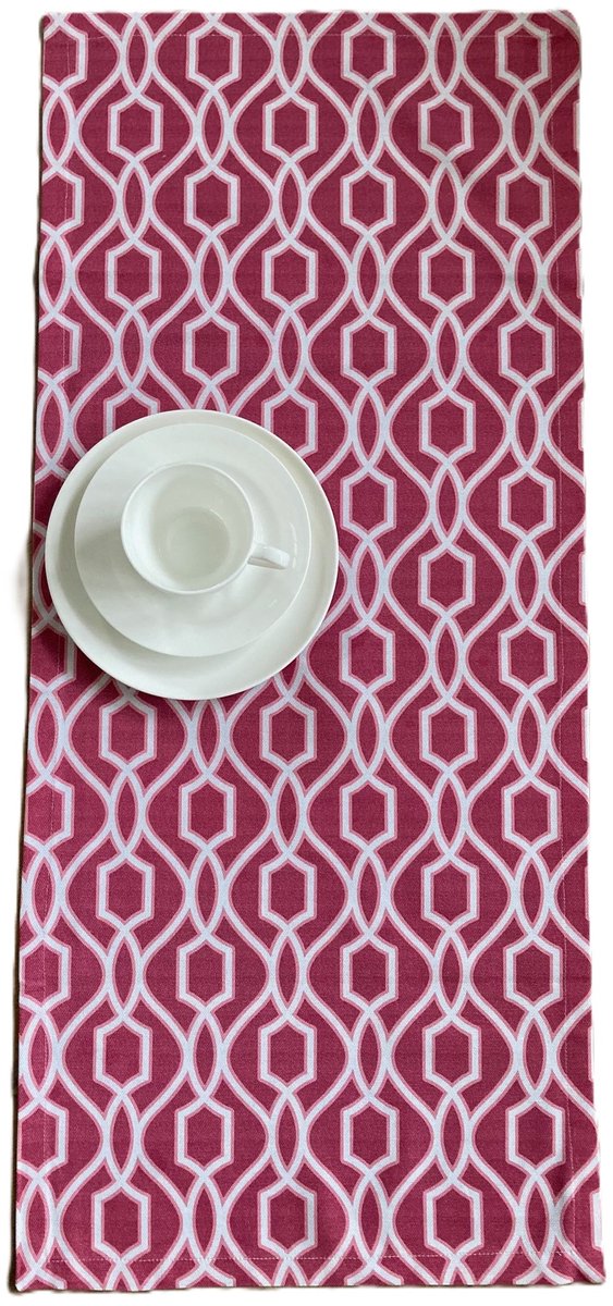 Tafelloper Pink Ornament - 40 x 90 - 100% katoen
