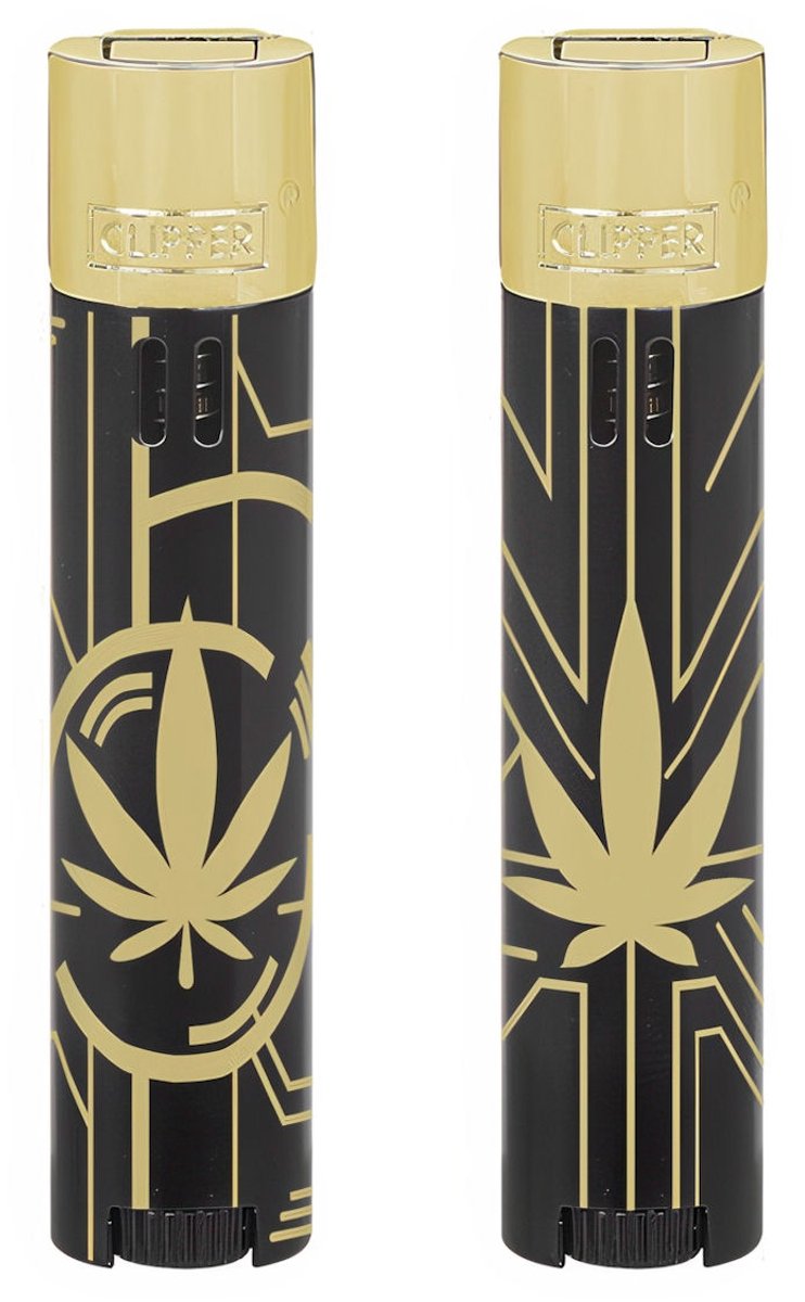 Clipper Large - Metal Jetflame aansteker - "Future Leaves" + Giftbox