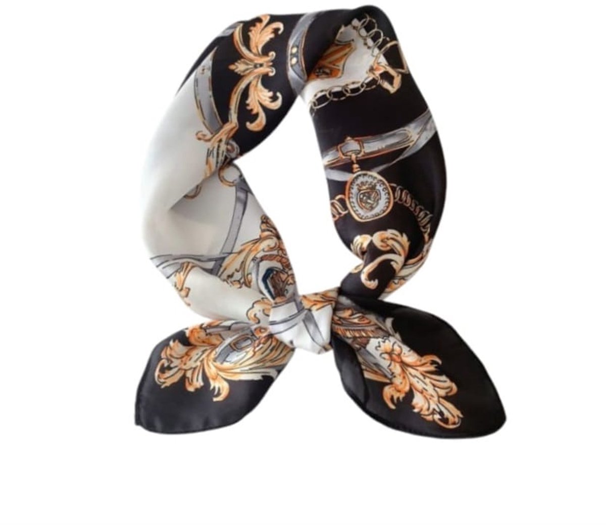Sjaal Dames Wit gebloemd | Vierkante Sjaal voor Vrouwen | Youhomy accessoires sjaal 70x70cm Neksjaal | Bandana sjaal | Dames Halsdoek | Valentijns cadeay | Moederdag Cadeau| Stewardess Sjaaltje