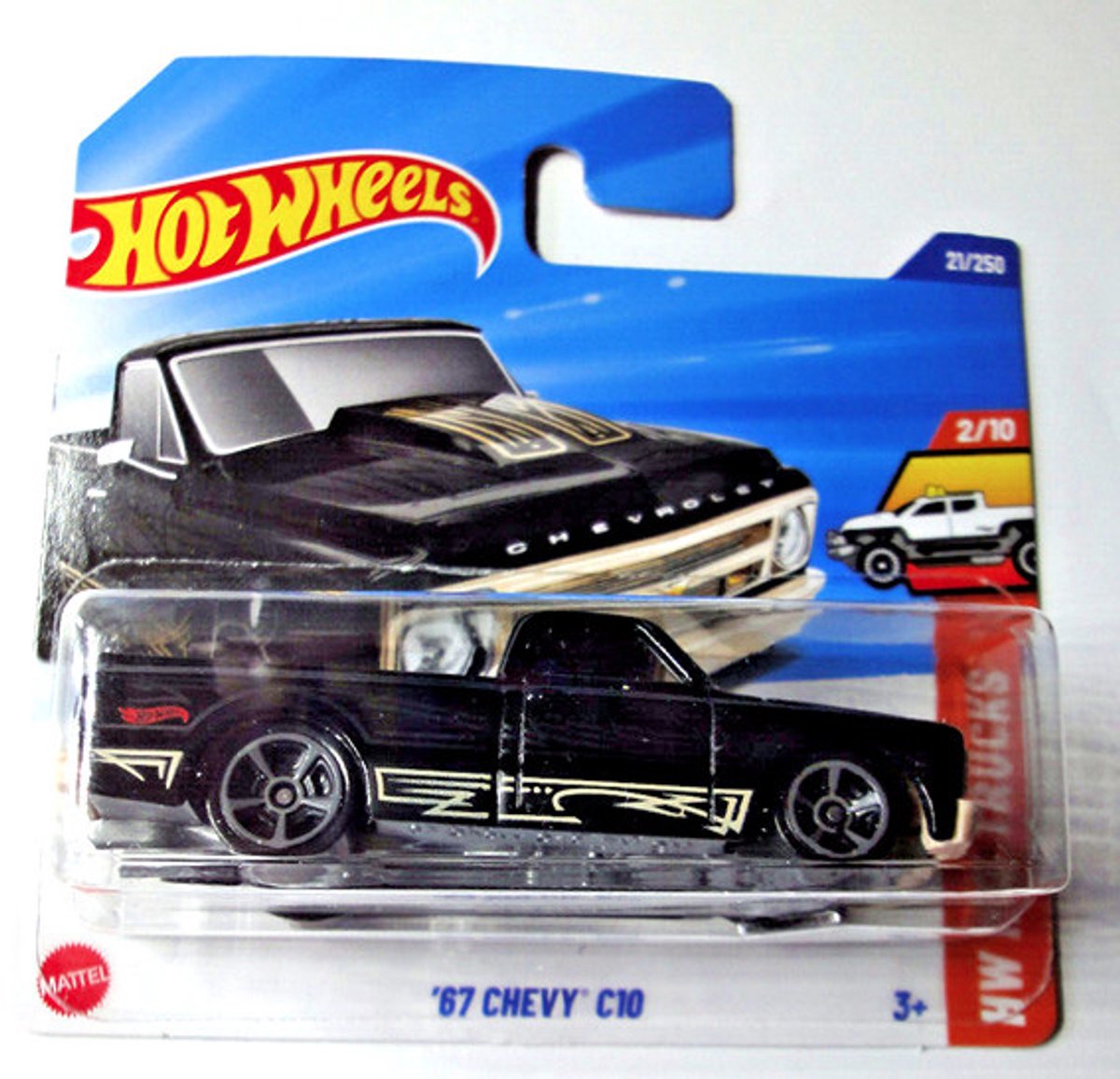 HOT WHEELS '67 CHEVY C10 BLACK 21/250 1:64 HW HOT TRUCKS 2/10