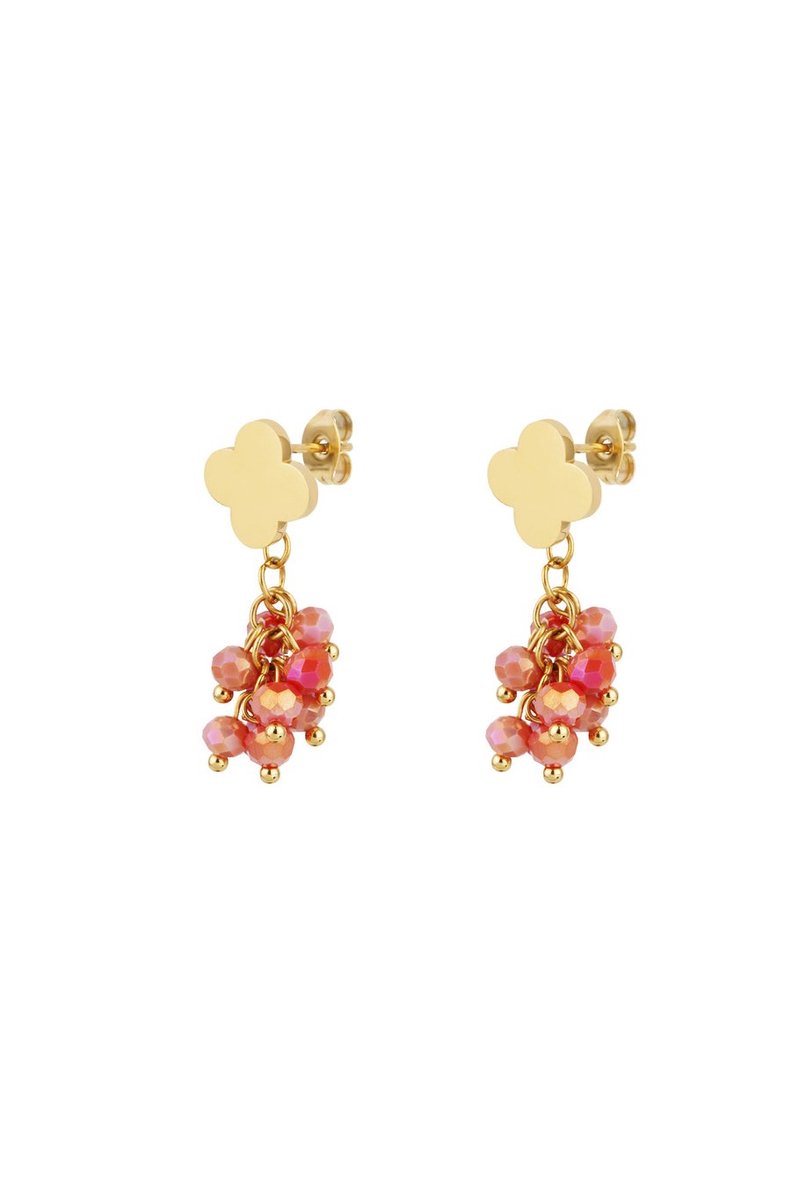 Oorbellen festive clover - Pink