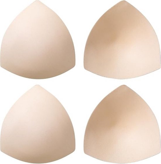Bh-pads - 2 paar - 12cm - Uitneembare, ademende bh-pads - Driehoekige bh-inzetstukken - Ultradunne bh-pads - Ademende anti-bobbel inzetstukken - Kan gedragen worden met sportbeha's, yogakleding en badkleding