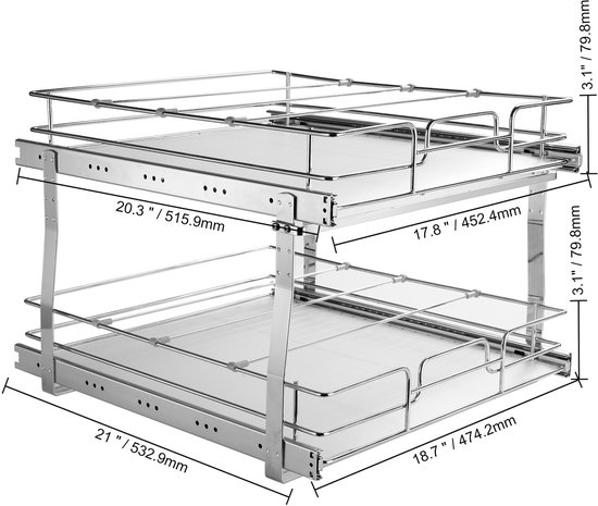 VEVOR 2-laags uitschuifbare kastorganizer, 27x36x28cm opb