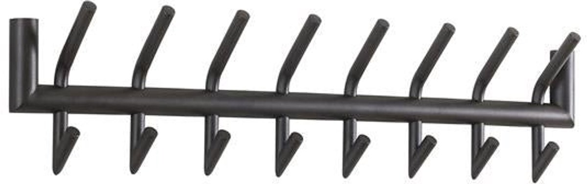Luxe Kapstok Hangend 8 Haken - Wandkapstok Muur - Kapstokhaak 8x - Deurkapstok Opdekdeur - Hangende Wandkapstok Donkergrijs Metaal Landelijk - Kapstokken Industrieel Staand met Plank (78 x 10 x 18.5 cm)