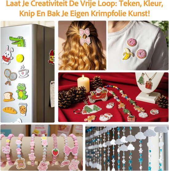 lompyeu 181 stuks krimpfolieset, krimpfolie voor het knutselen met 20 blanco krimpfolie, perforator, oorhaken, broches en sleutelhangers, krimpfolieset voor kinderen, doe-het-zelf handwerk decoraties