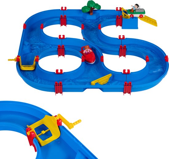 Fits4Kids Waterbaan 64-delig – 88 x 88 cm – Waterspeelgoed voor buiten – Inclusief Bootjes – Vanaf 3 Jaar