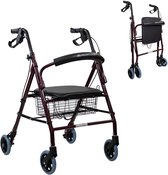 Mobiclinic Escorial - Rollator - Looprek met 4 wielen - Met remmen - Aluminium - Met Stoel en Rugleuning - Opvouwbare en Verstelbare in Hoogte - Wandelaar - Lichtgewicht - Tot 110 kg - Bordeaux