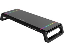 NAXSIR multifunctionele monitorstandaard met 4 USB 2.0-poorten | 9 RGB-lampjes met dynamische effecten | kabelbeheer | voor gamers en professionele werkomgevingen