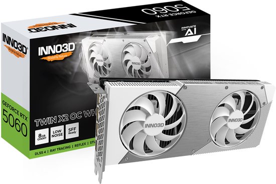 NVIDIA GeForce RTX 5060 8GB GDDR7 PCIe 5.0 Twin X2 OC videokaart met ray tracing, DLSS 3.5, dual-fan koeling