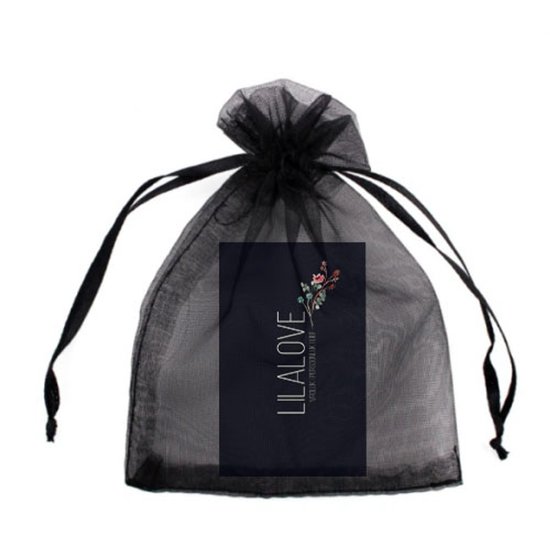 Zwarte organzazak met LiLaLove logo.
