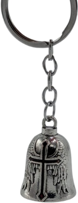 Grand X - Bell Guardian - Faith - Argent - Gremlin Bell - Porte-clés - Porte-clés Moto - Cloche Porte-Bonheur Moto - Pendentif Sac - Foi