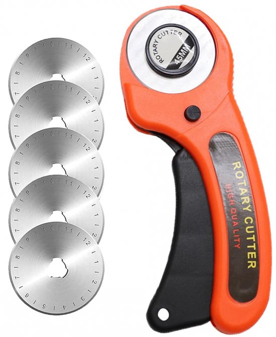 Rotary Cutter - Stofschaar - Rolmes -5x cirkelmes - Stofsnijder - Ergonomisch design - Met veiligheidssluiting