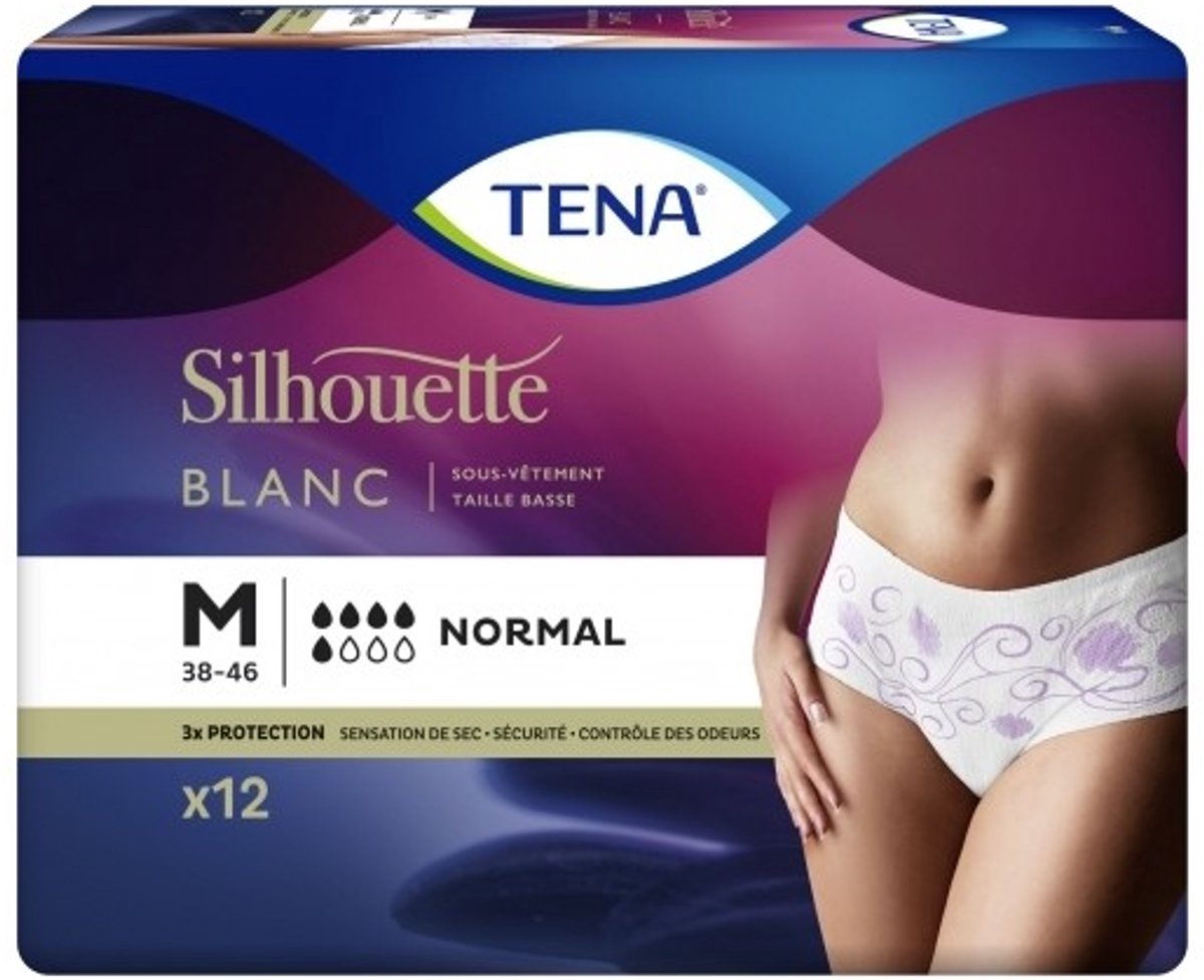 Bol.com TENA Silhouette Normal Low Waist - M - Wit - 12 stuks aanbieding