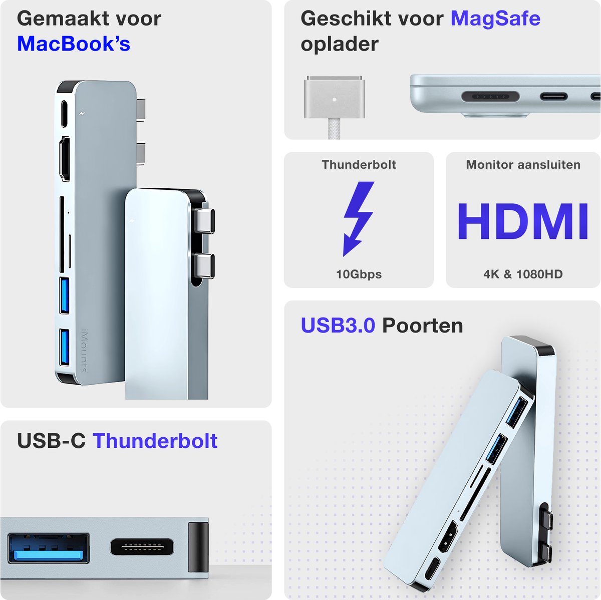iMounts MacBook Air usb-c hub - HDMI - Air M3/M4/M5 thumbnail 4