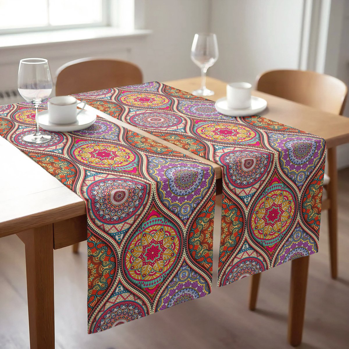 Velvet textiel Tafelloper set van 2 - 45x140 - Oosterse Motieven