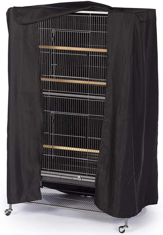 Housse de protection pour cage à perroquets - Housse anti-poussière pour cage à oiseaux - Housses de protection pour perroquets - Tissu Oxford 210D - 104 x 69 x 122 cm - Universelle - Occultante - Imperméable - Zwart
