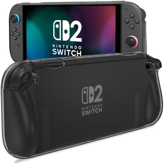 Hoesje Geschikt voor Nintendo Switch 2 - TPU Back Cover Case - Flexibel en Schokbestendig Materiaal - Ergonomisch Ontwerp - Transparant Zwart