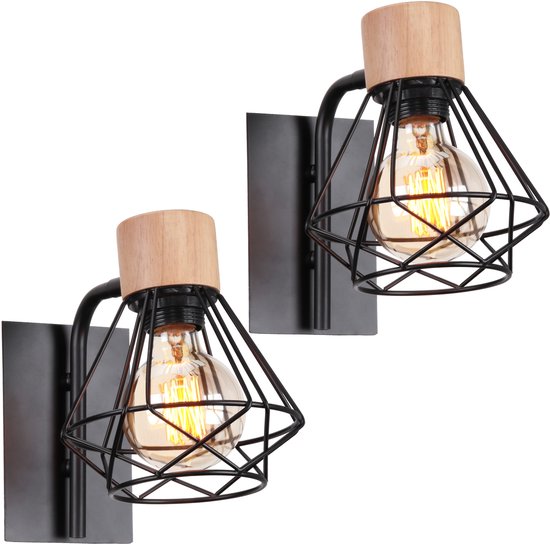 Wandlamp Binnen AWEKLIY Vintage Wandlampen Industriële Wandlamp E27 Binnen Wandlamp Retro Wandverlichting Voor Slaapkamer Woonkamer Cafe Loft Bar Diameter 22cm Goud Wandlamp Zwart