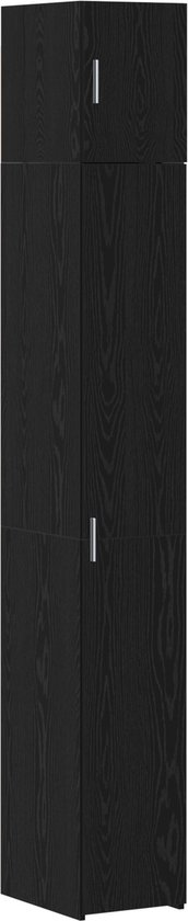vidaXL - Slim - Armoire de rangement - Zwart - Chêne - 30 - x - 42,5 - x - 225 - cm - Finition - bois