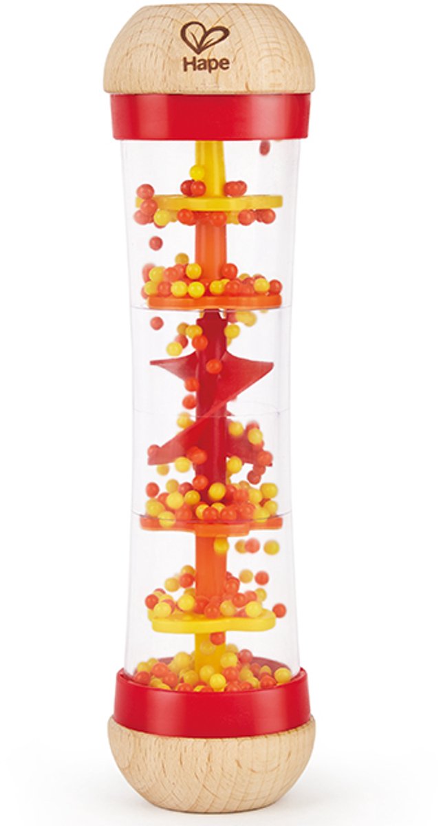 Hape Regenmaker Rood - Houten Rammelaar en Sensorisch Babyspeelgoed vanaf 0 Maanden — afbeelding 17