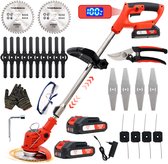 Bol.com OUTIGO Accu grastrimmer met accu verstelbare telescopische geleidehandgreep gazonkantentrimmer met 2 accu's 21V en 4 mes... aanbieding