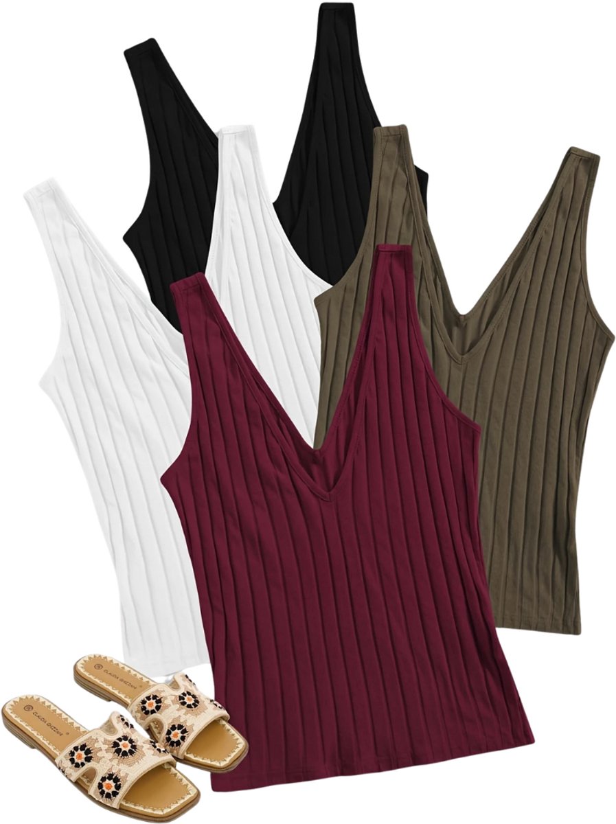 Livano Topje Dames - Kleding - Shirt - Blouse - Kort - Volwassen - 4 Pcs - Gemengd