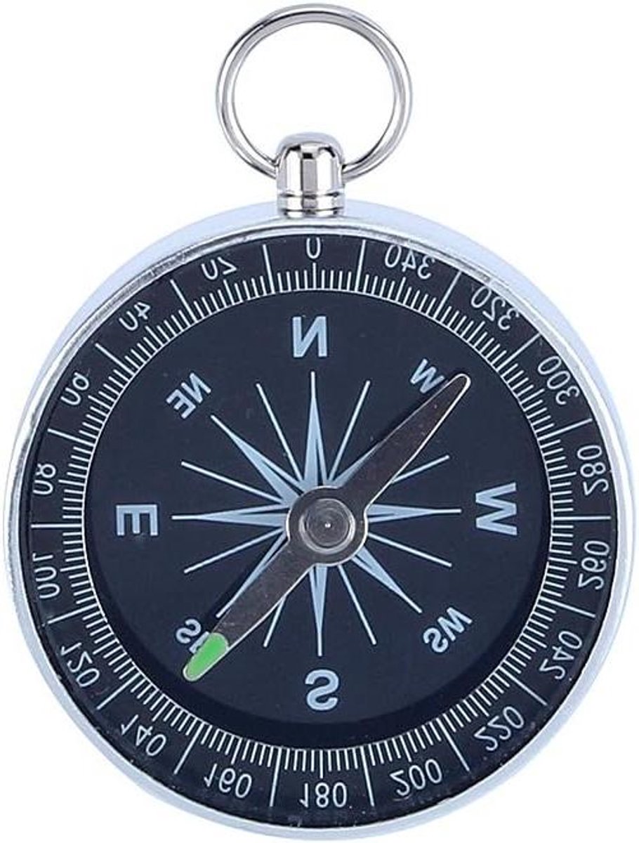 Navigatiekompas voor wandelen - Modern, magnetisch en draagbaarWaterdicht zakkompas van zilver aluminium - Voor outdoor, camping en sport