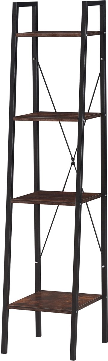 Luxury4Home ALTE R1 Serie - Loft Boekenkast - Zwart/Dubbelzijdig Eiken - 4 Schappen