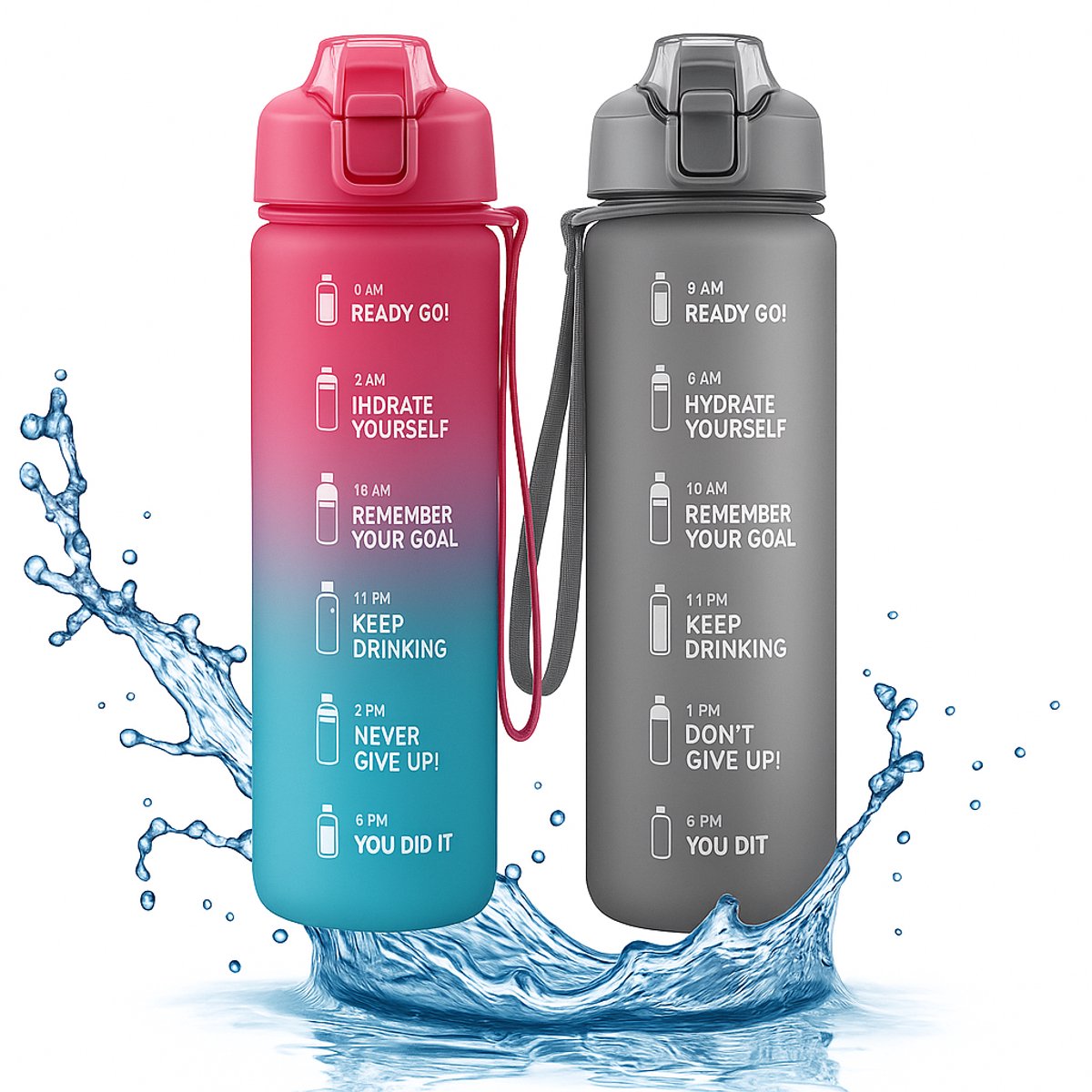 Narvie Sportwaterfles 750ML – 2 stuks – BPA-vrij, Lekvrij, en Duurzaam – Ideaal voor Fitness, Sport en Dagelijks Gebruik