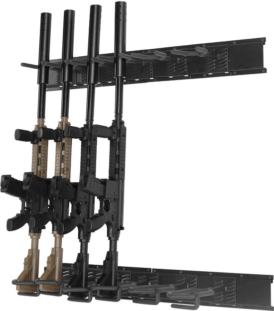 Support mural pour fusils d'intérieur – Support vertical à 6 compartiments pour fusils et carabines – Fabriqué en métal robuste de 180 lb – Avec rembourrage souple – Présentoir Armes