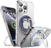 Coque compatible avec iPhone 16 Pro avec Ring de support à 360 ° - Coque MagSafe transparente antichoc