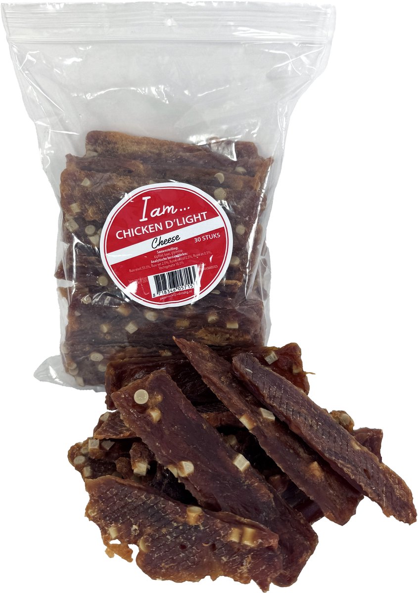 Honden Snack I AM - Kipfilet Kaas - 30 Stuks, Eiwitrijke Traktatie, Handige Portiestukken