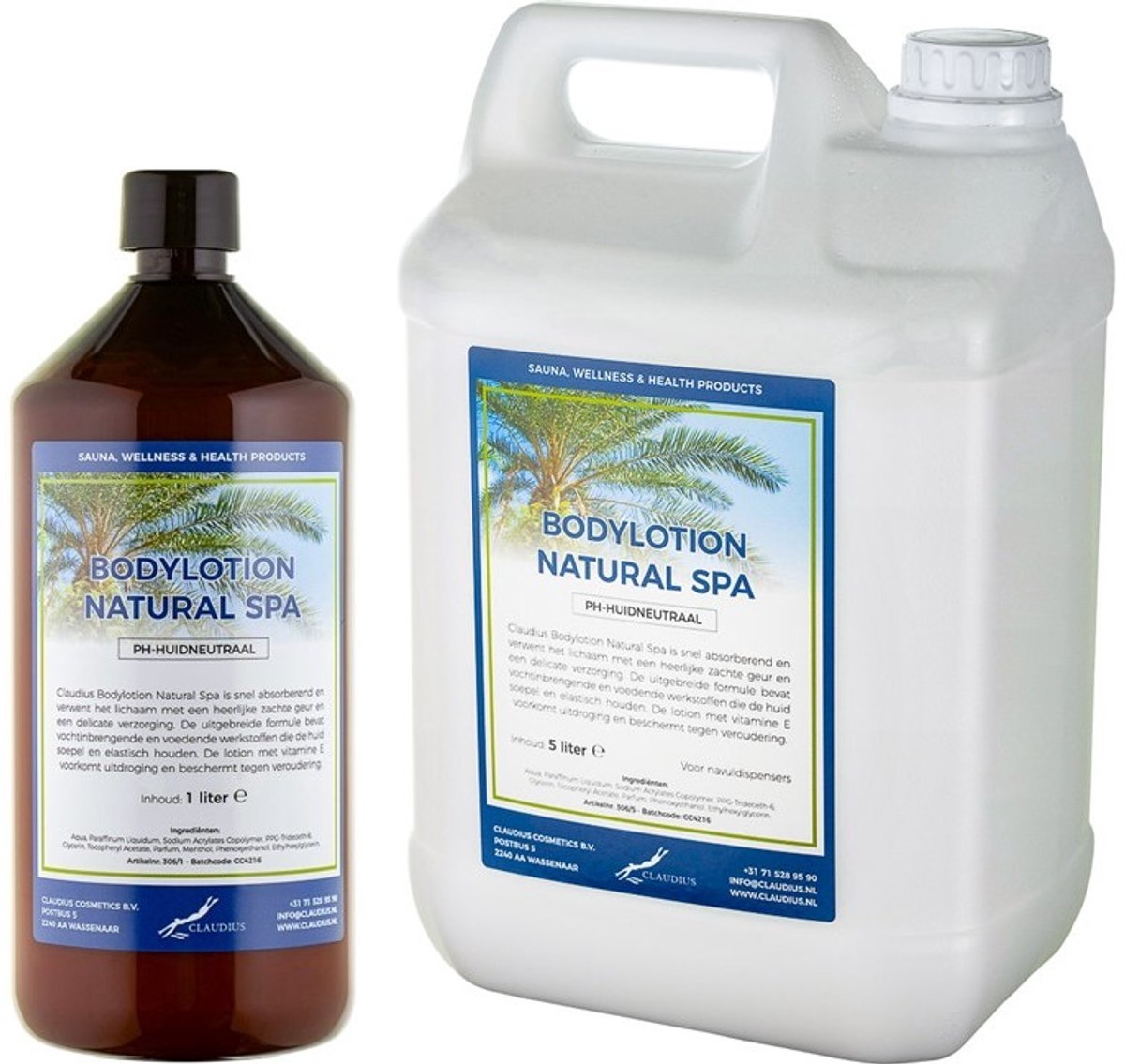 Bodylotion Natural Spa 1 liter - hervulbaar + Jerrycan 5 liter navulling