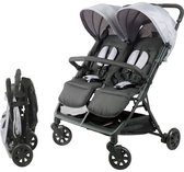 Bambisol - DS209 GRIS NOIR - Zij aan zij dubbele kinderwagen - Voor tweelingen vanaf de geboorte - Ultra-compact opvouwbaar - Zwart en grijs