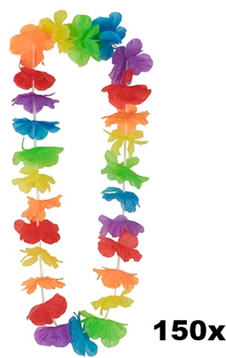 150x Hawai kransen regenboog bont - hawai krans hawaii slinger tropical thema feest festival