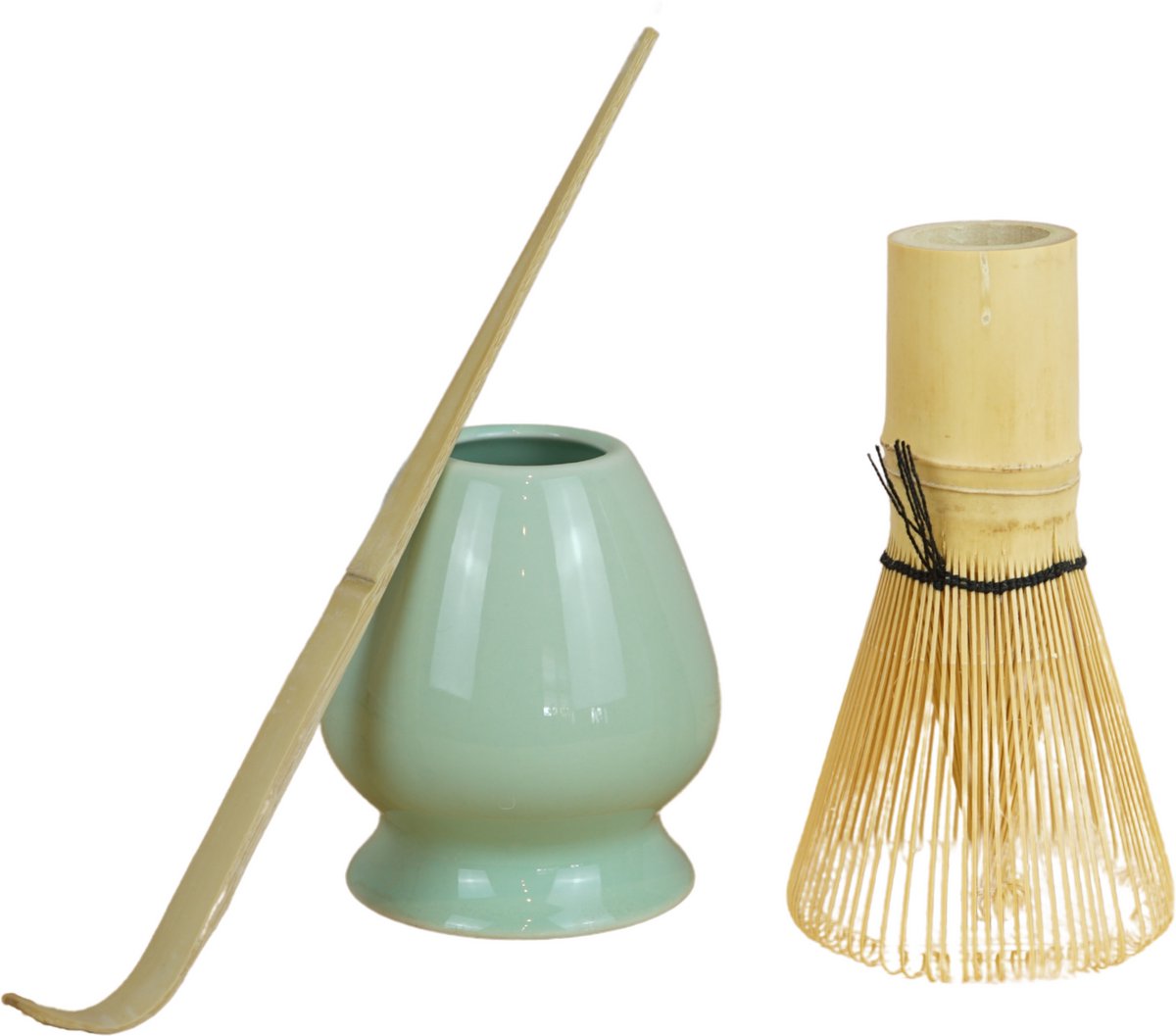 Dastium Home Matcha - Matcha Set - 3 delige set met matcha klopper, lepel en whisk houder - Matcha Whisk - Matcha Starterkit - Groen