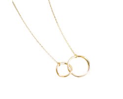 Pera Jewelry® - 925 Sterling Zilveren Twee Ringen Ketting met Kiz Kardes Wenskaart - Ketting met Hanger - Hediye - Cadeau - Cadeau voor Zus