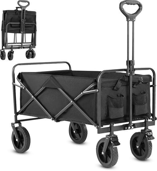 Outbee Bolderkar - Bolderkar Opvouwbaar - Bolderwagen - Kar - 70Liter Inhoud - Draagvermogen 80 kg - Zwart