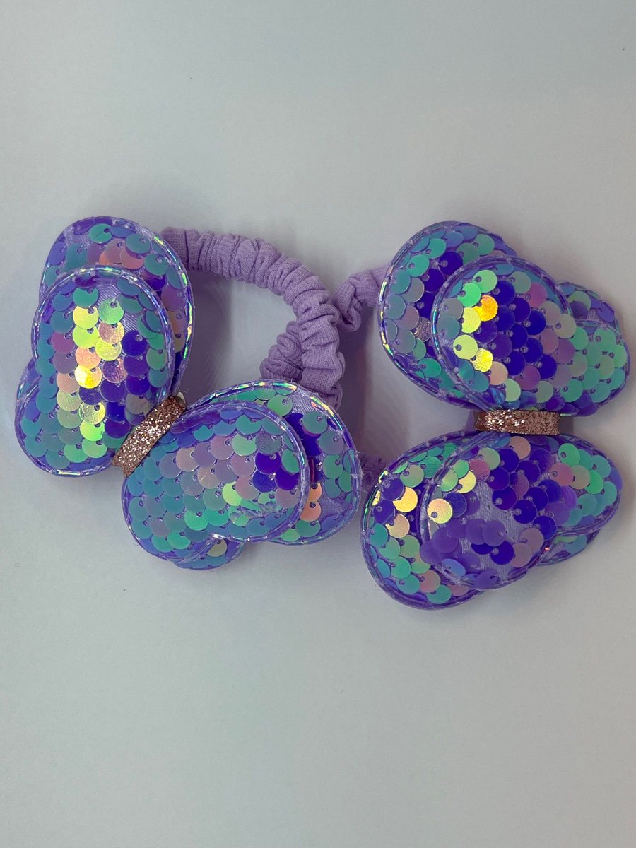 Haarelastiek Vlinder met pailletten - Paars - Haarmode