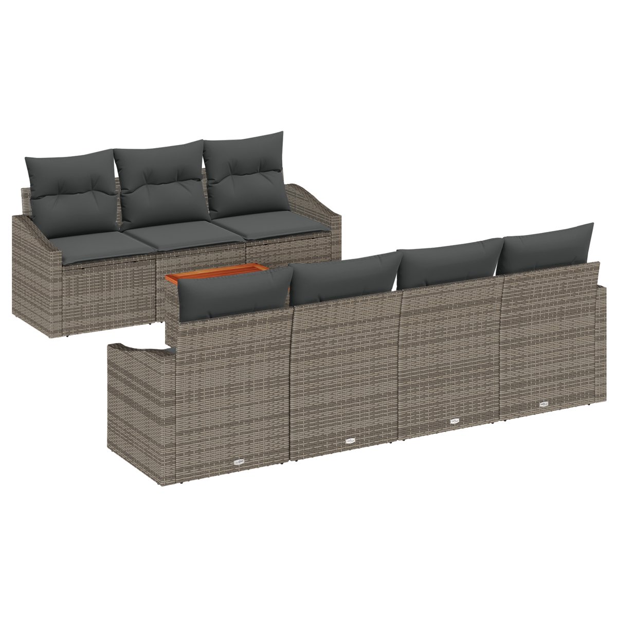 vidaXL - Tuinbank - Set - met - opslag - 8 - pcs - Grijs - poly - rattan