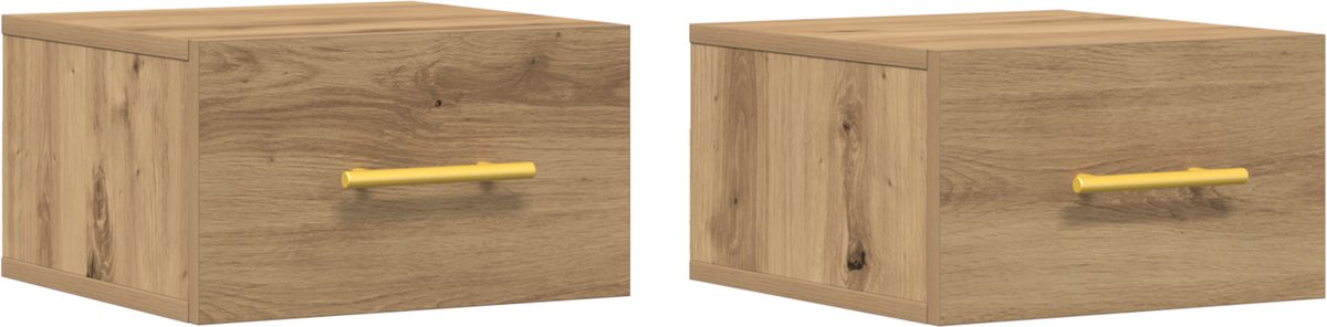 vidaXL Nachtkastje - 2 - st - 35 - x - 35 - x - 20 - cm - Bewerkt - hout - Artisan - Eiken Artisan eiken