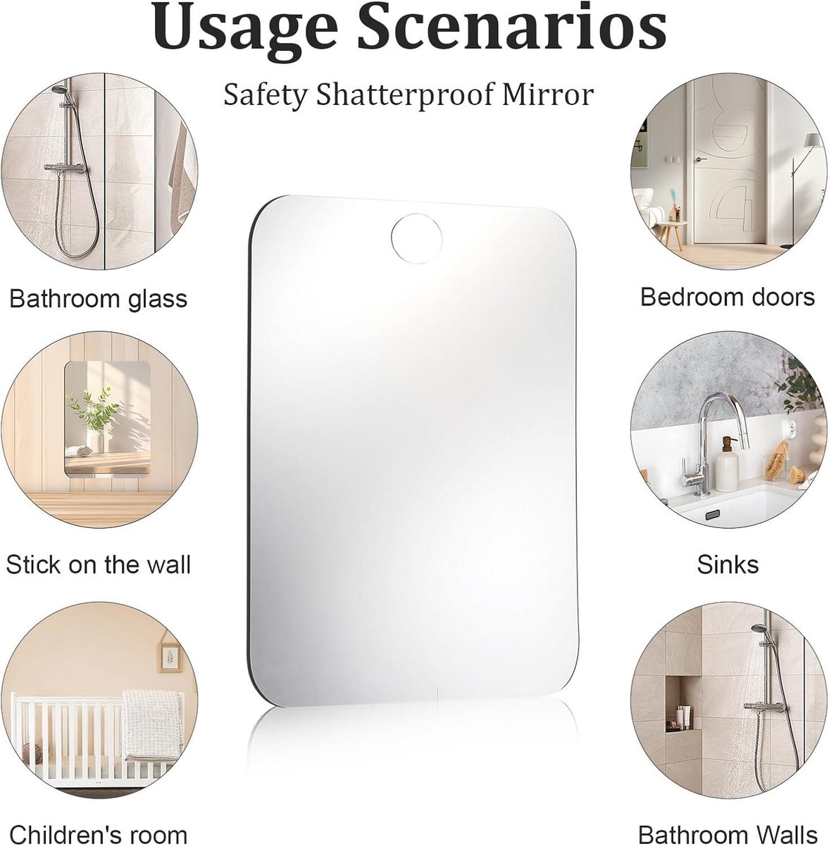 Miroir mural à ventouse pour salle de bain, miroir de maquillage, miroir mural à suspendre à 360