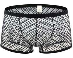Zwarte Visnet Boxershort Heren – Sexy Transparant Herenondergoed – Maat L/XL