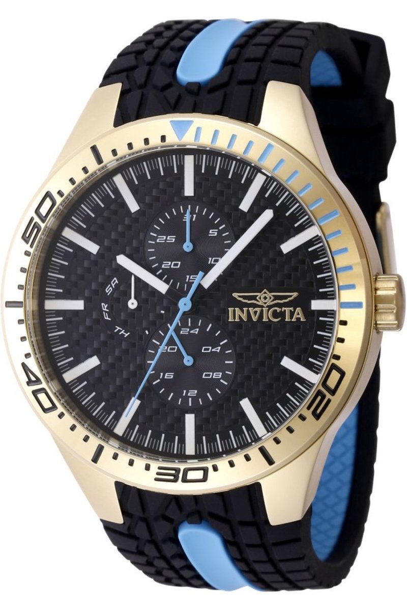 Invicta Racing 48874 Heren Horloge - Waterdicht - Analoog - Quartz Uurwerk - Roestvrij Staal met zwarte Wijzerplaat - 46mm