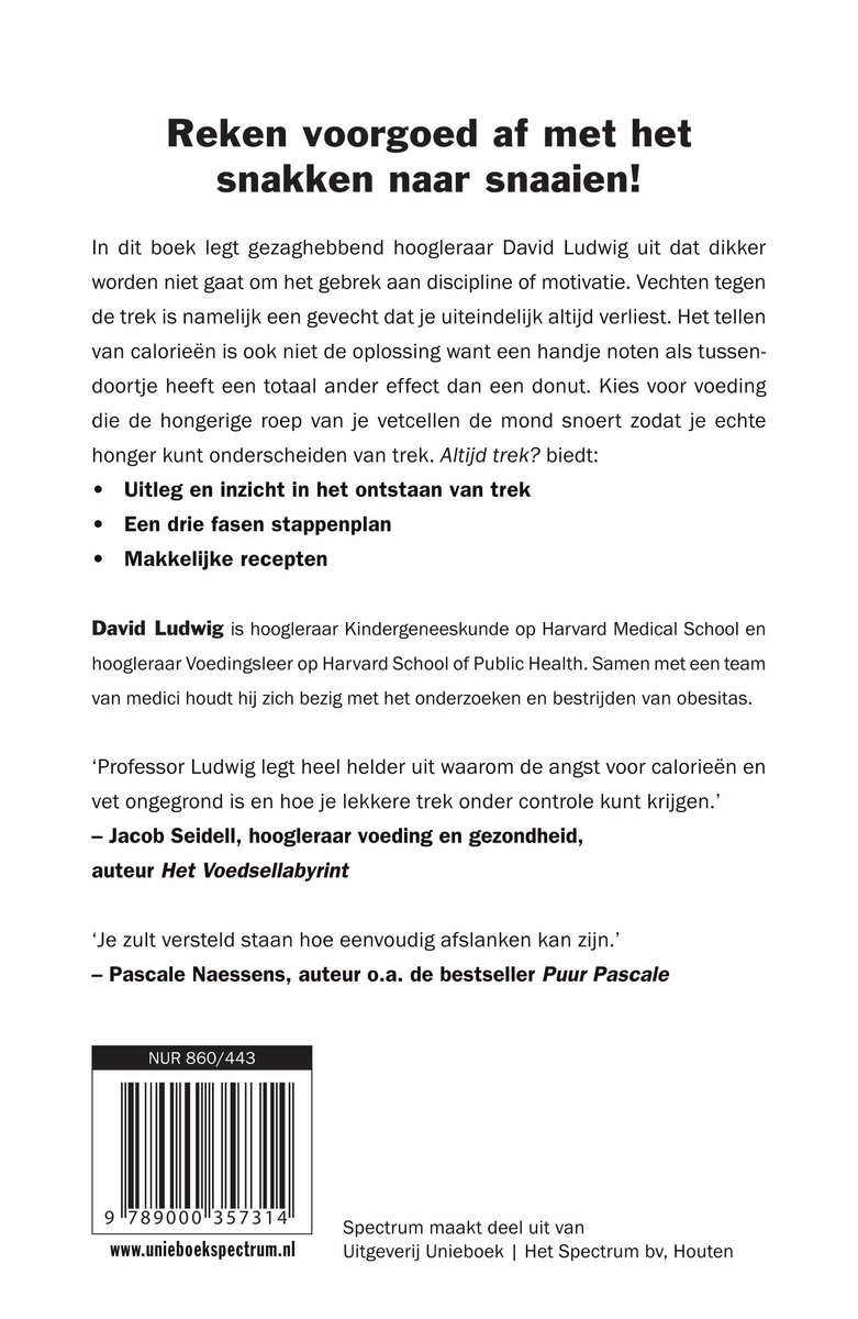Boek 'Reken voorgoed af met het snakken naar snaaien!' door David Ludwig, uitgegeven door Unieboek | Het Spectrum bv, Houten.