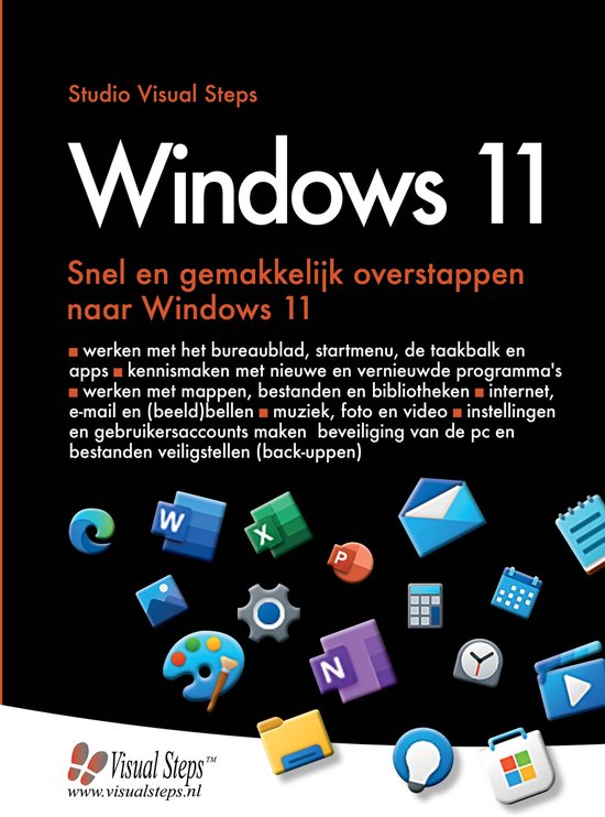 Windows 11 Snel en gemakkelijk overstappen naar Windows 11. Illustraties van Windows 11-pictogrammen.
