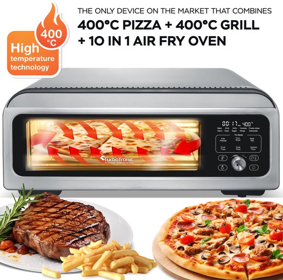 TurboTronic PO12 Pizza Oven - Zilver — afbeelding 2