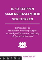 Boekcover met tekst 'In 10 stappen samenredzaamheid versterken'. Iconen van drie personen.