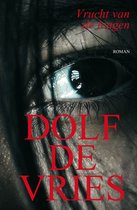 Boekcover met de titel 'Vrucht van de leugen' in rode letters en een close-up van een oog.